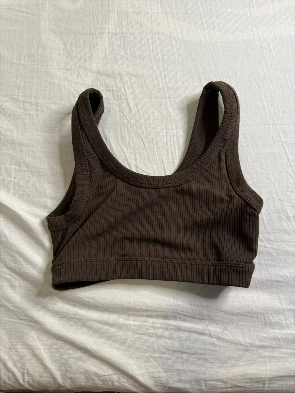 Alo Women's Brown Ribbed Sports Bra